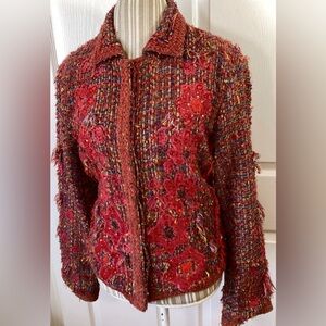 Sandy Starkman Tweed Boucle Embellished Art To Wear Jacket Size Large
